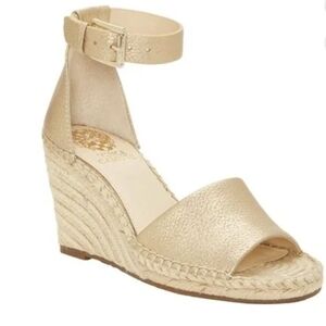 Vince Camuto Leera Metallic Gold  Espadrille Wedges 7.5